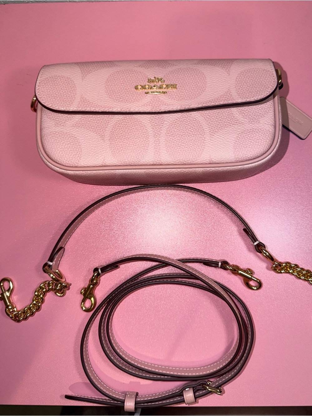 Coach Powder Pink Signature Crossbody Bag